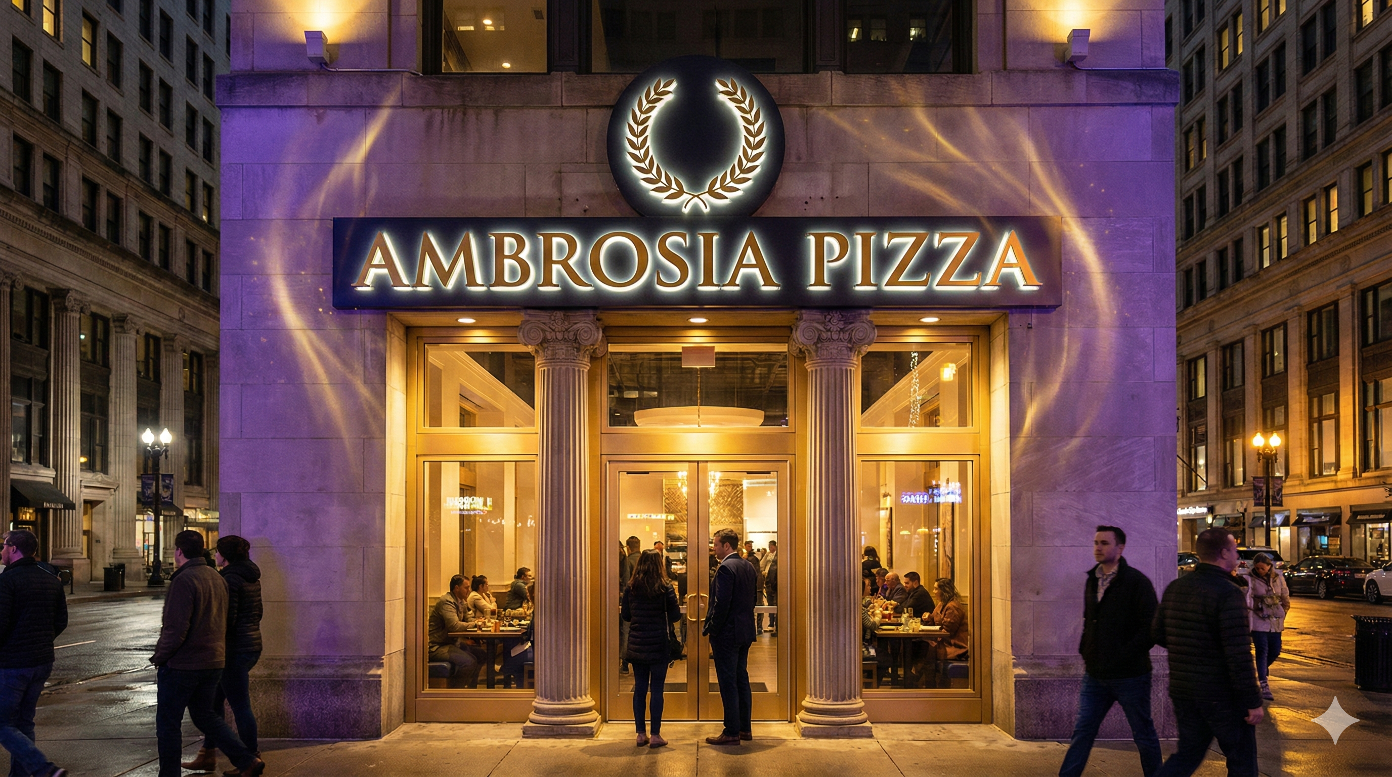 Ambrosia Pizza storefront in Downtown Chicago